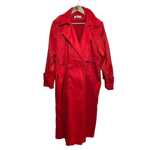 Forecaster of Boston Jackets & Blazers - Vtg Red Polka Dot Cuffs Forecaster of Boston Double Breasted Trench Coat Size 8